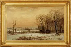 James Brade Sword, Untitled, Oil on Canvas, Ca. 1880, "The Sleigh Ride"