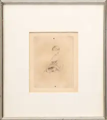 Berthe Morisot, Untitled, Drypoint Etching on Paper, 1889, "La Fillette Au Chat (Julie Manet)"