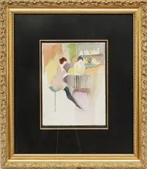 Itzchak Isaac Tarkay, Untitled, Watercolor on Paper, Two Ladys at a Bar