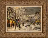 Antoine Blanchard, Untitled, Oil on Canvas Ca. 1960, Boulevard De La Madeleine, Sous La Neige