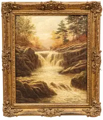 William Rickarby Miller, Untitled, Oil on Canvas, New Hampshire "Waterfall"