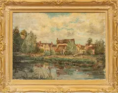 Peter Alfred Gross, Untitled, Oil on Canvas Landscape with Pond