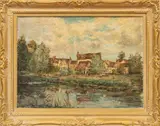 Peter Alfred Gross, Untitled, Oil on Canvas Landscape with Pond