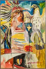 Untitled by George Graveldinger, Oil on Canvas Native American Chief, offered Oct 2023