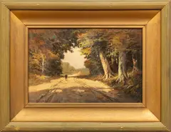 Paul R. Koehler, Untitled, Pastel on on Paper, Landscape with a Figure on the Road
