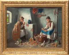 Untitled by Andor G. Horváth, Oil on Canvas, Cornhusking, offered Oct 2023
