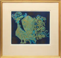 József Domján, Untitled, Woodcut in Colors on Wove Paper, "Fairy Tale Bird"