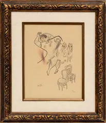 Untitled by William Gropper, Lithograph in Colors, "Dancer in Cafe", offered Oct 2023