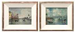 Louis Dali, Untitled, Oil on Canvas, "Canal Scenes"