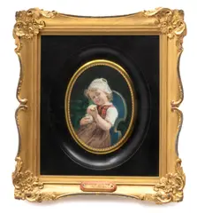 Franz Schier, Miniature, circa 1880, Watercolor Painting