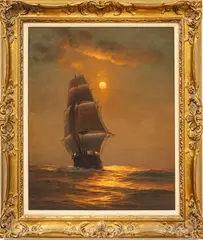 Warren Sheppard, Untitled, Oil on Artist Board, "Sailing by Moonlight"