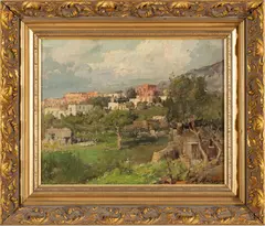 Mario Maresca, Untitled, Oil on Canvas, Early to Mid 20th C., Italian Village Landscape