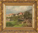 Mario Maresca, Untitled, Oil on Canvas, Early to Mid 20th C., Italian Village Landscape