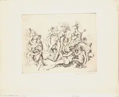 Untitled by Reginald Marsh, Engraving on Paper, Ca. 1942, Coney Island Beach, offered Oct 2023