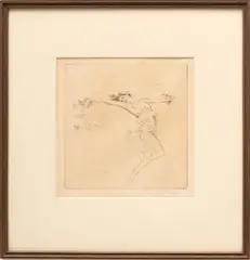Untitled by Troy Kinney, Etching on Paper, "Dancer with Vine", offered Oct 2023