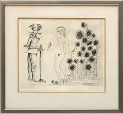 Guillermo Silva, Untitled, Etching on Paper, 1962, "Girasoles"