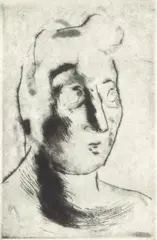José Clemente Orozco, Untitled, Drypoint Etching on Paper Ca. 1944, Cabeza De Mujer