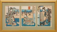 3 by Utagawa Kunisada II, Woodblock Prints "Returning Sails from Yabase", offered Oct 2023