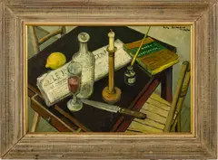 Alois Lecoque, Untitled, Oil on Masonite Ca. 1954, Still Life