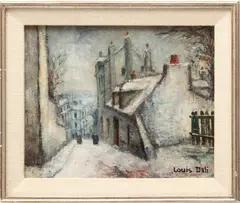 Louis Dali, Untitled, Oil on Canvas, "Winter Scene"