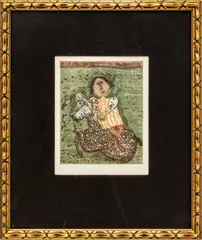 Graciela Rodo Boulanger, Untitled, Lithograph on Paper with Hand Embellishments, "Young Girl Riding a Goat"