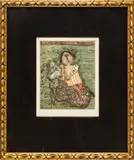 Graciela Rodo Boulanger, Untitled, Lithograph on Paper with Hand Embellishments, "Young Girl Riding a Goat"