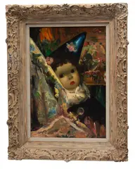 Jean Calogero, Untitled, Oil on Canvas Board, "Young Girl"