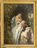 Albert Gustav Schwartz, Untitled, Oil On Canvas 1878, Mother And Child