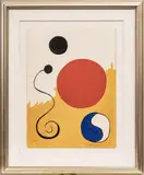 Alexander Calder, Untitled, Lithograph In Colors On Wove Paper, 1970, Red Sphere On Yellow Ground