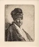 Untitled by Rembrandt Harmensz van Rijn, Etching On Arches Laid Paper, Bust Of Man Wearing High Cap, offered Sep 2023
