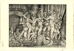 Untitled by Reginald Marsh, Etching On Paper Ca. 1936, Minsky's New Gotham Chorus, offered Sep 2023