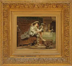 Paul Alphonse Viry, Untitled, Oil On Beveled Mahogany Panel, 1877, The Falconer