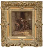 Wilfrid Constant Beauquesne, Untitled, Oil On Canvas, Later 19th C., Returning Fire