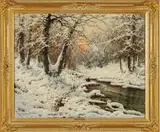 László Neogrády, Untitled, Oil On Canvas, Ca. Mid 20th C., Winter Riverscape