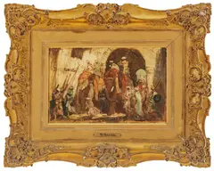Marius Bauer, Untitled, Oil On Canvas, Ca. 1920s, North African Procession