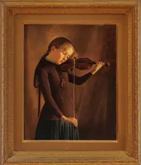 Percy Ives, Untitled, Oil On Canvas, Ca. 1884, Girl With Violin