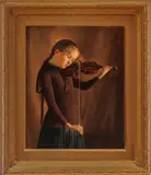Percy Ives, Untitled, Oil On Canvas, Ca. 1884, Girl With Violin