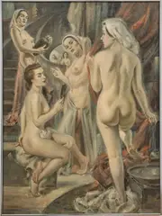 Leo Nowak, Untitled, Oil On Canvas, Ca. 1960s, "Feminine Retreat"