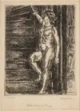 John Sloan, Untitled, Etching On Paper, 1933, Nude Standing On Stairway
