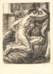 Untitled by John Sloan, Etching On Paper 1931, Nude On Draped Couch, offered Sep 2023