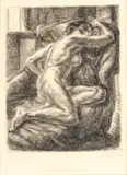 John Sloan, Untitled, Etching On Paper 1931, Nude On Draped Couch
