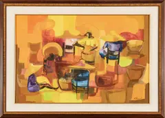 Untitled by Michele Manuel, Oil On Canvas, Market Scene, offered Sep 2023