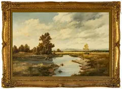 Per Ewert, Untitled, Oil On Canvas, River Landscape