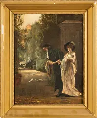 Marcus Stone, Untitled, Oil On Canvas Ca. 1880-1890, Married For Love