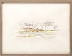 Alain Gaudin, Untitled, Watercolor Ca. 1976, "High Tide Salutes Roffiat"