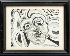 Untitled by Jack Faxon, circa 1969, Watercolor In Black And White, offered Aug 2023