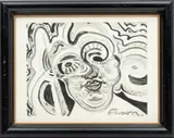 Untitled by Jack Faxon, circa 1969, Watercolor In Black And White, offered Aug 2023