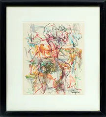 Untitled by Jack Faxon, Pastel On Paper, Abstract Portrait, offered Aug 2023