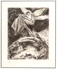 Untitled by Marc Chagall, Etching With Hand Coloring On Paper, 1956, Oracle Over Babylon, From The Bible, offered Jul 2023