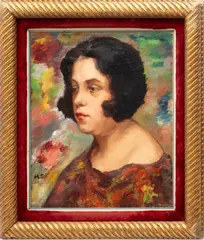 Untitled by Moses Soyer, Oil On Canvas, Portrait Of A Woman, offered Jul 2023